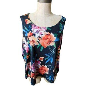 Slinky Brand Size 2XP Petite Plus Size Scoop Neck Floral Print Top